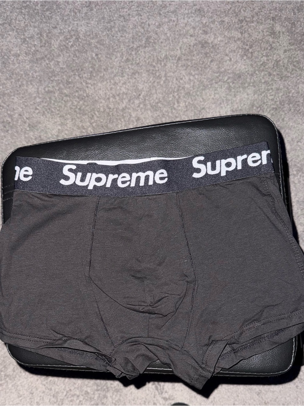 Supreme Black Boxer Briefs with White Logo Waistband